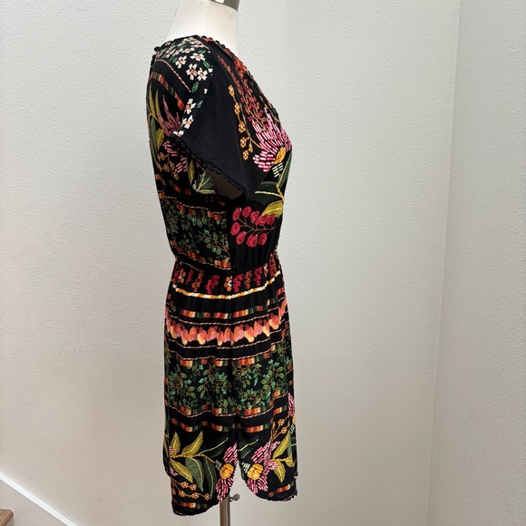 Farm Rio Swim Coverup Tunic Dress Floral Print Botanical Yellow Black Size Small - Picture 8 of 12